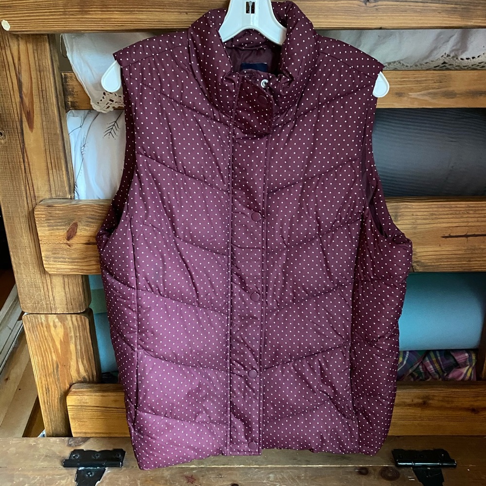 Maroon polka dot vest